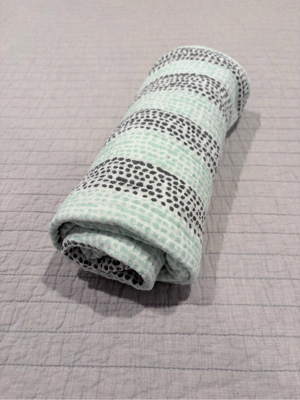 Aden + Anais Classic Muslin Swaddle Blanket – Mint & Gray Dot Stripe